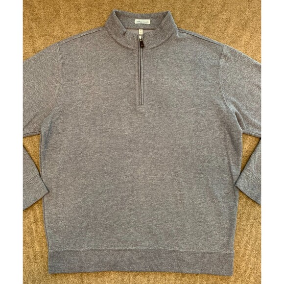 Peter Millar Sweater Mens XL Long Sleeve 1/4 Zip Gray Tight Knit Pullover - Picture 1 of 8